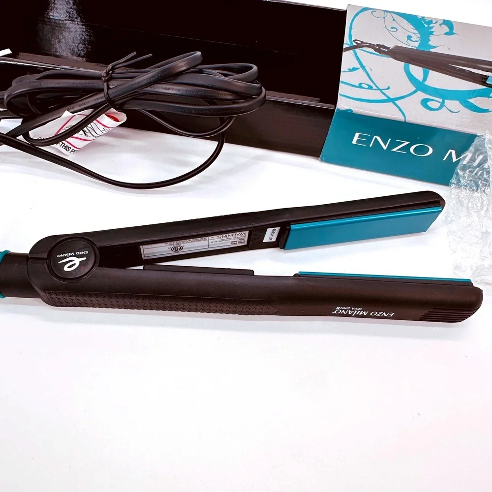 Enzo Milano Diva Pro II 1 Inch Ceramic‎ Tourmaline Flat Iron EMDPFII Black Teal